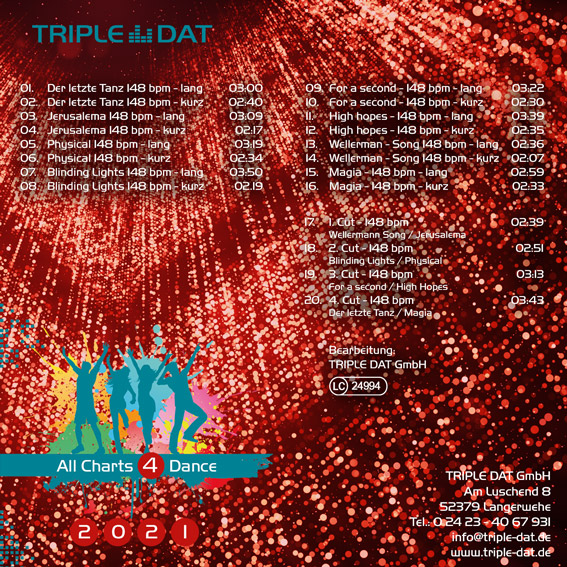 AC4D_2021_back_Titel_web All Charts 4 Dance 2021 & 2022 Bundle - Download